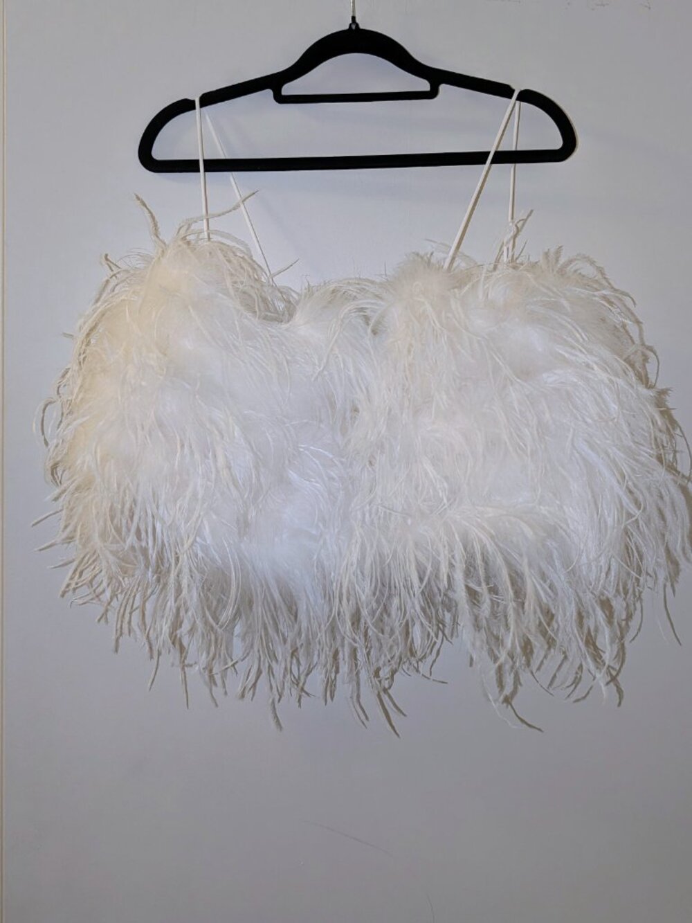NWT Banana Republic Luna White Ostrich Feather Strapless Crop Top M